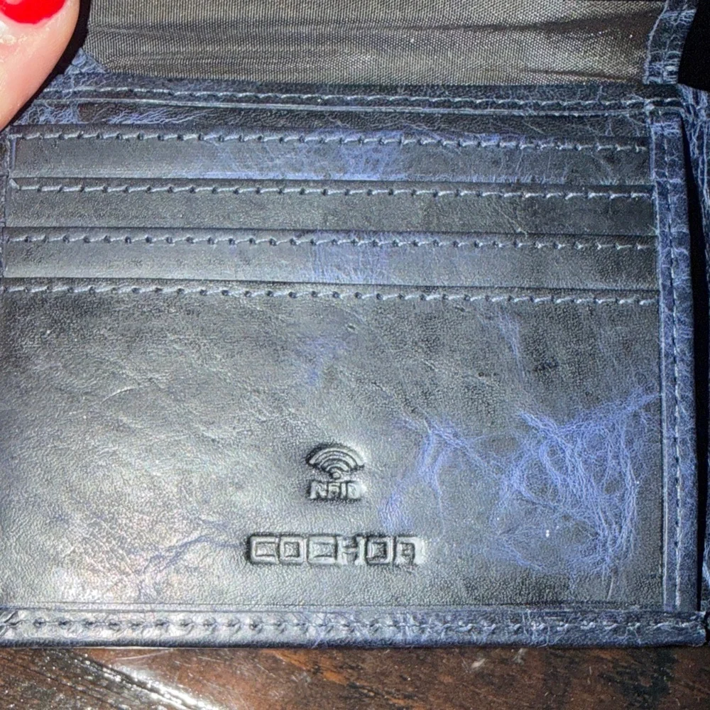COCHOR Luxury Midnight Blue Leather Wallet
